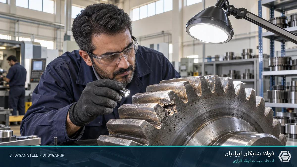 صحنه صنعتی ایرانی مرتبط با انتخاب فولاد دنده و کنترل مقاطع فولادی