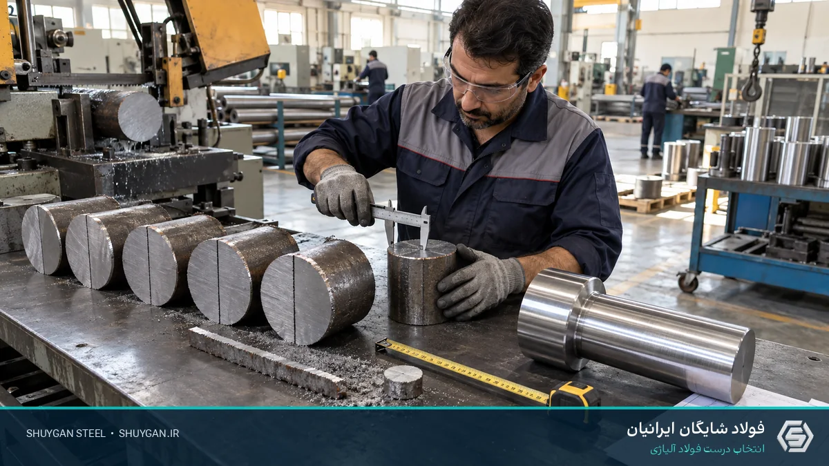 صحنه صنعتی ایرانی مرتبط با محاسبه وزن قطعه خام و کنترل مقاطع فولادی