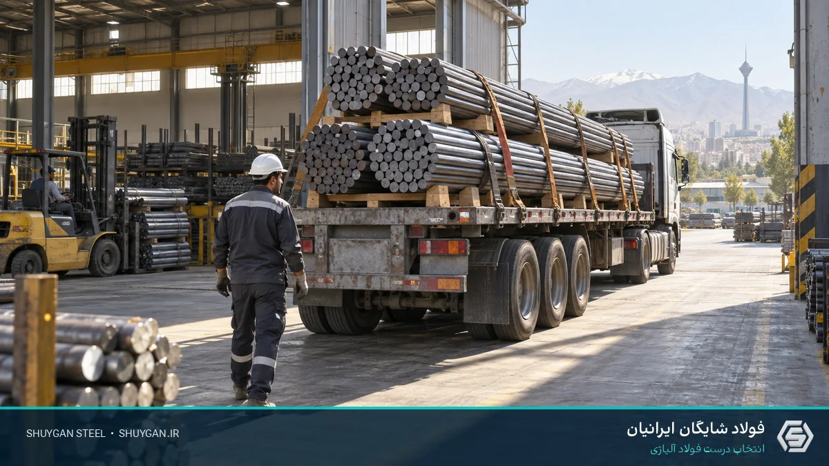 صحنه صنعتی ایرانی مرتبط با خرید فولاد آلیاژی و کنترل مقاطع فولادی