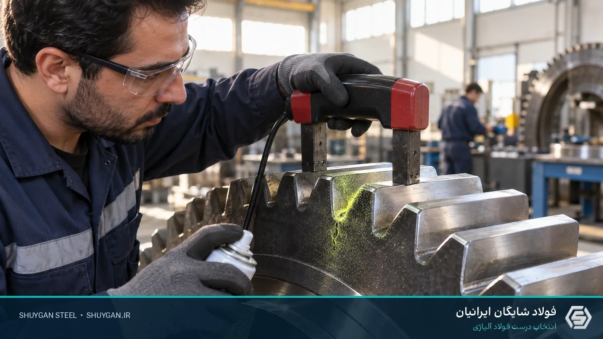 صحنه صنعتی ایرانی مرتبط با سوختگی سنگ‌زنی دنده و کنترل مقاطع فولادی