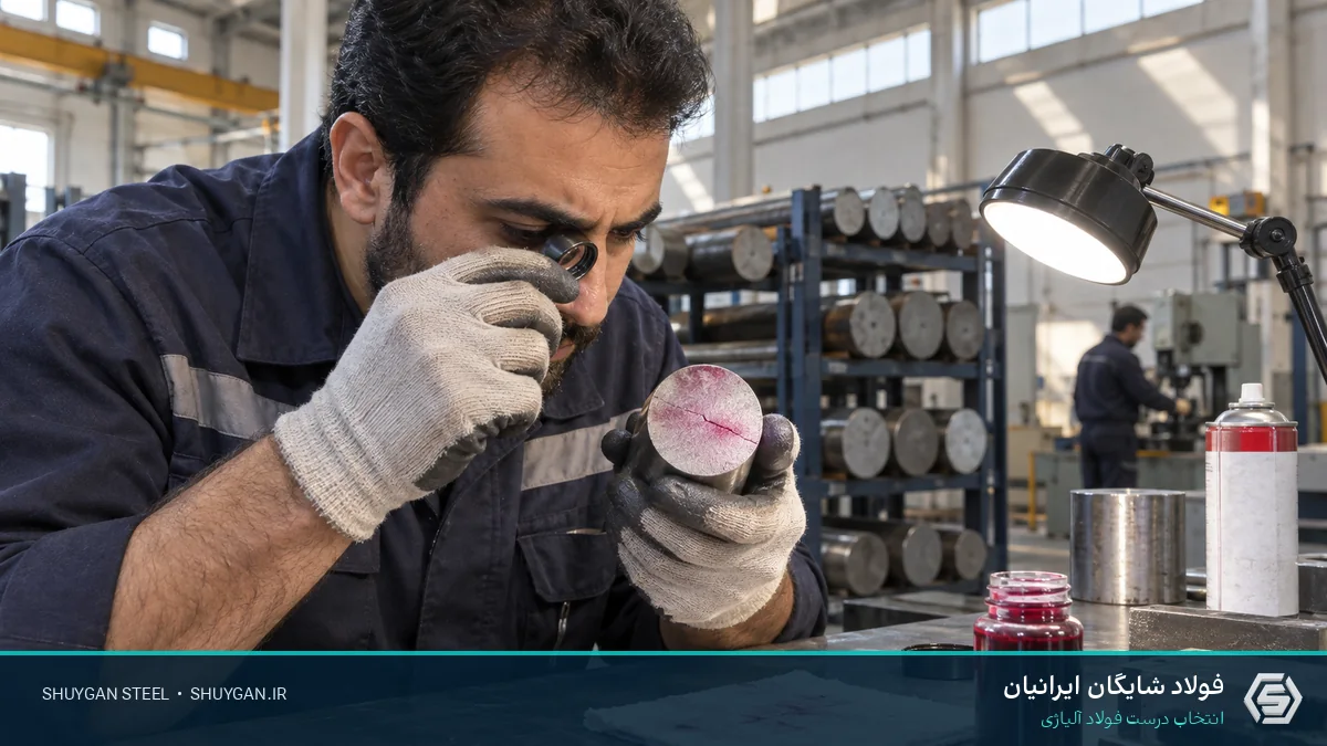 صحنه صنعتی ایرانی مرتبط با MO40 بعد از سخت‌کاری و کنترل مقاطع فولادی