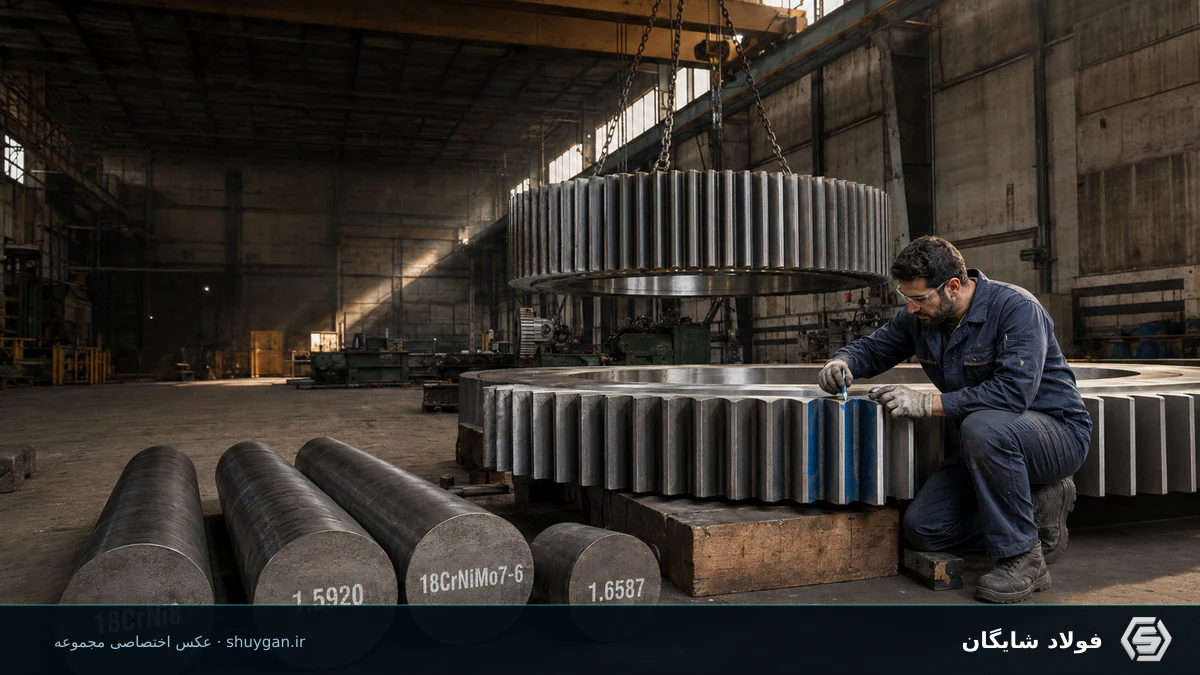 مقایسه فولاد سمانته 1.5920 و 1.6587 برای چرخ دنده بزرگ
